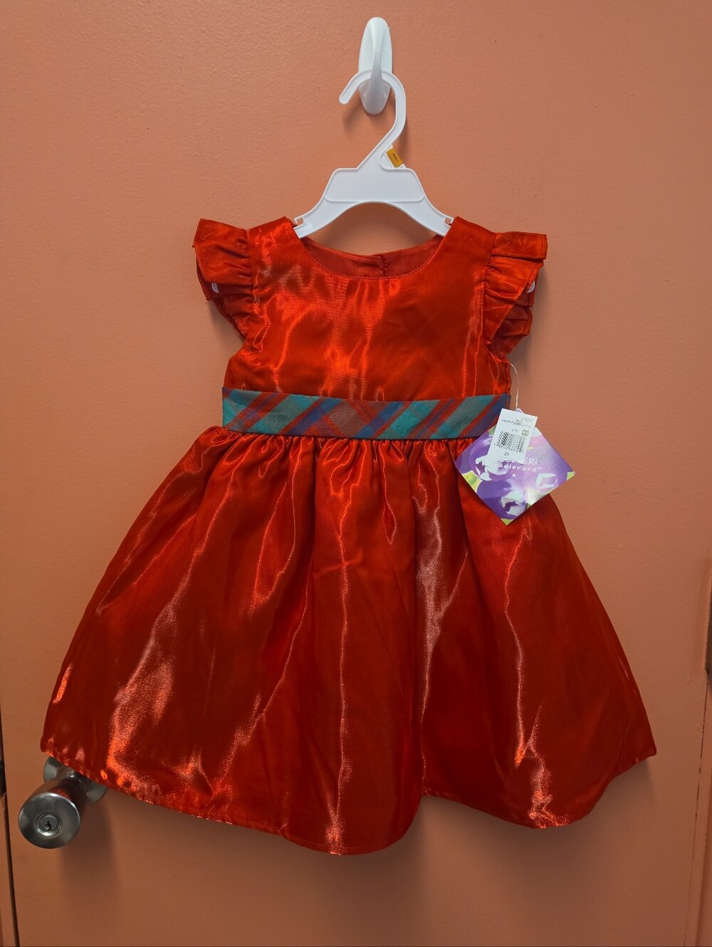 NWT Blueberi Boulevard Girls Size 3T Red Liquid Christmas Dress Green Plaid Bow